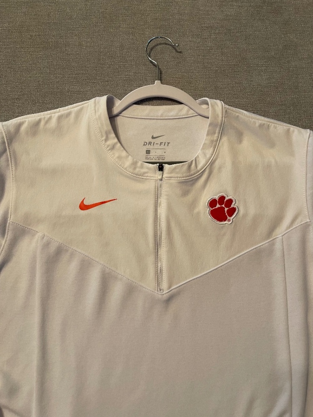Nike Dri-FIT Clemson 1/4 Zip Pullover Long Sleeve Shirt * Team Issue * Men's L